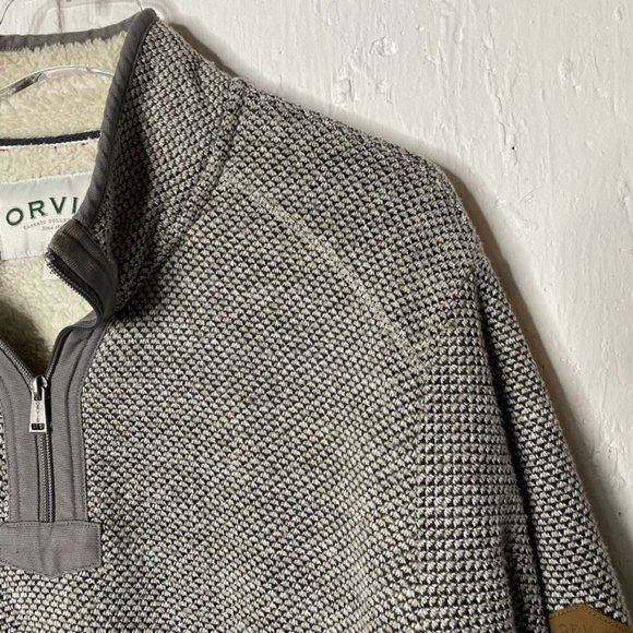Orvis pullover tweed fleece lined 1/4 zip jacket - Picture 3 of 7